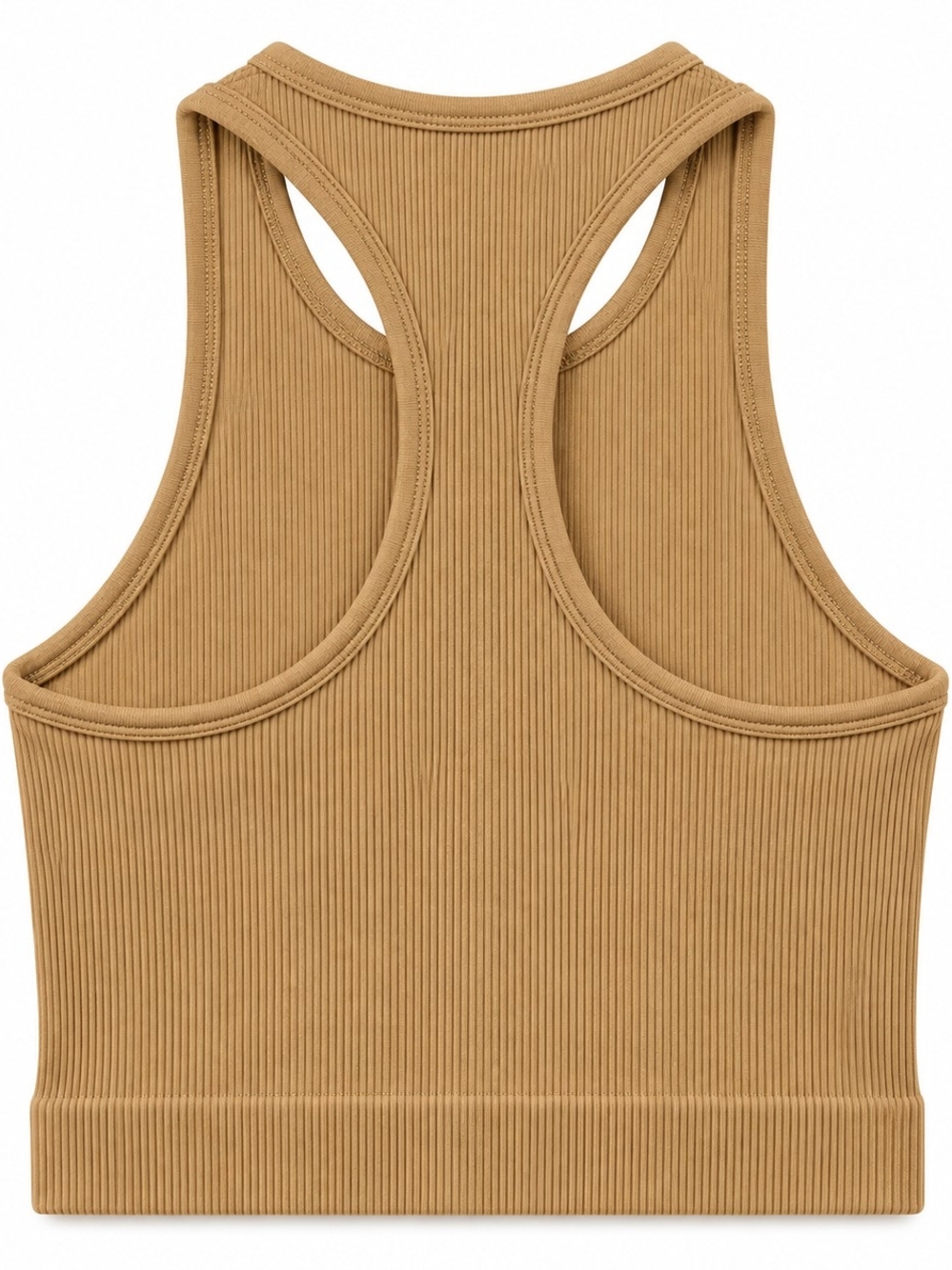 Zenana Ribbed Racerback Crop Tank - Camel/Tan - Picture 2 of 3